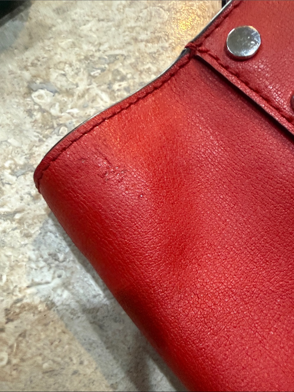 Michael Kors Red Studded Leather Tote Bag - Sleek Everyday Shoulder Bag - Picture 12 of 14